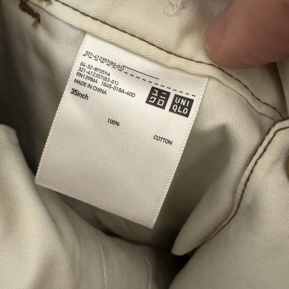 S Uniqlo U Pants Mens 35x29 Brown Khaki Straight Leg 100% Cotton NWT - Picture 10 of 12